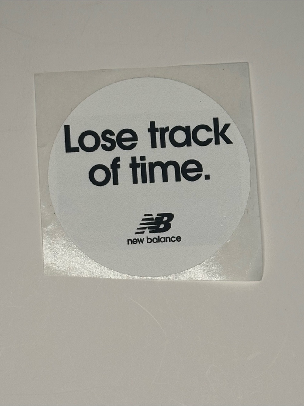 New Balance White “Loose Track Of Time” Logo Sticker Decal Running 2” NEW